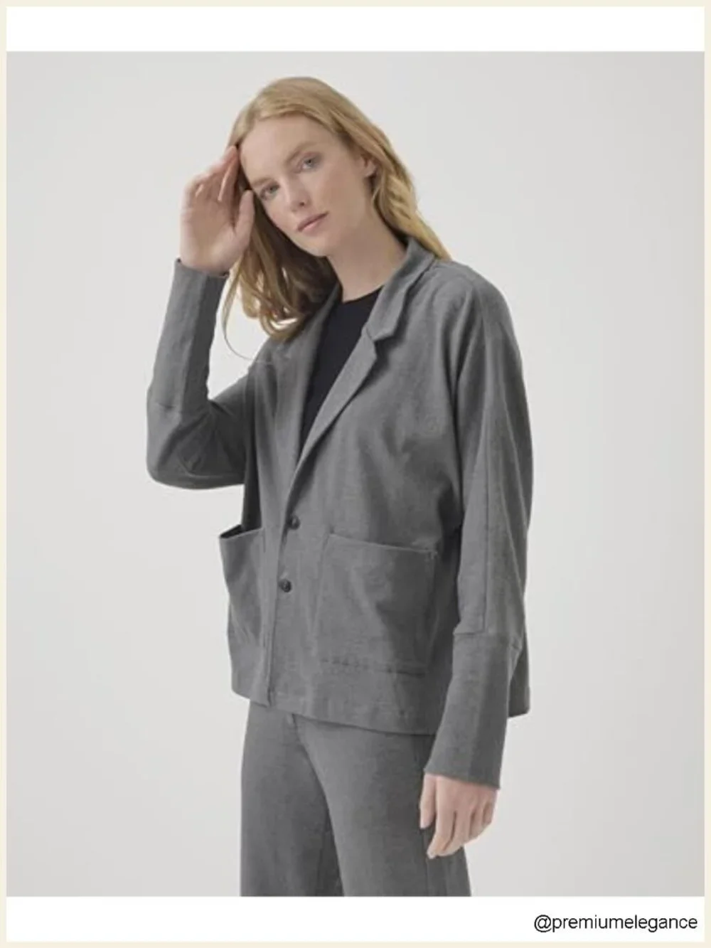 Organic Cotton Relaxed Blazer Women Casual Business Jacket Long Sleeve